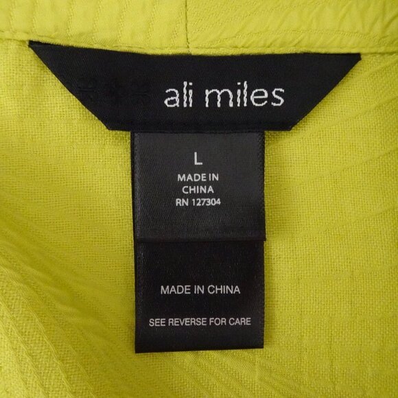 Ali Miles One Button Cardigan Jacket Women's Size L Yellow Green Textured - Picture 6 of 10
